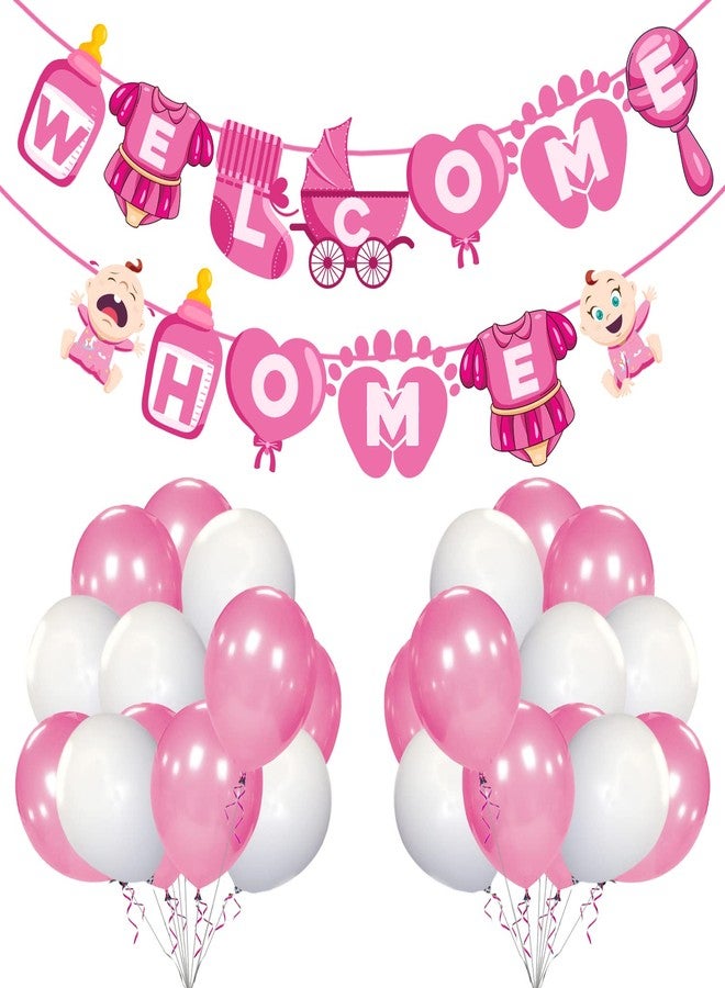 Zyozique Baby Girl Welcome Home Decoration Kit Paper Banner with Balloons for Baby Shower / Welcome Party / Birthday Party Supplies - Image 1